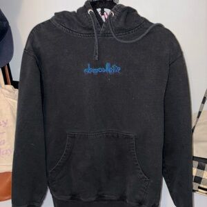 “Chocolate” Black Crewneck Hoodie with Embroidered Logo